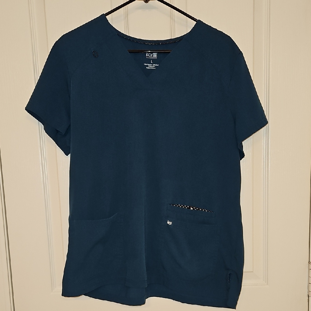 Koi Women's Blue Scrub Top